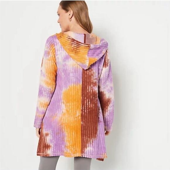 LOGO by Lori Goldstein Marcee Tie-Dye Rib Knit Hoodie - Picture 3 of 9